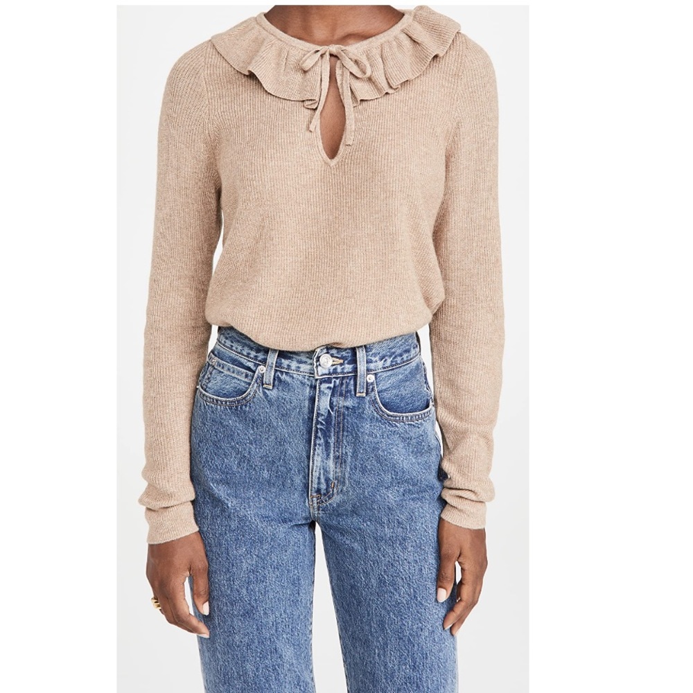 NWOT Madewell Ruffle Tie Neck Sweater